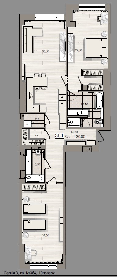 Spacious two bedroom apartment - apartment plan