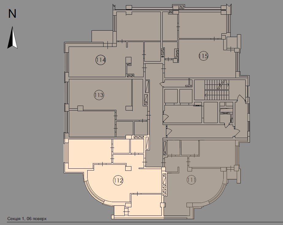 Three room apartment with panoramic living room - floor plan