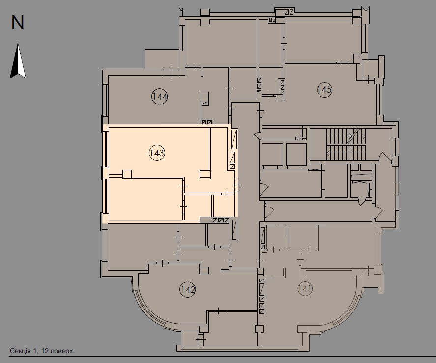 Two-room apartment with a wardrobe - floor plan