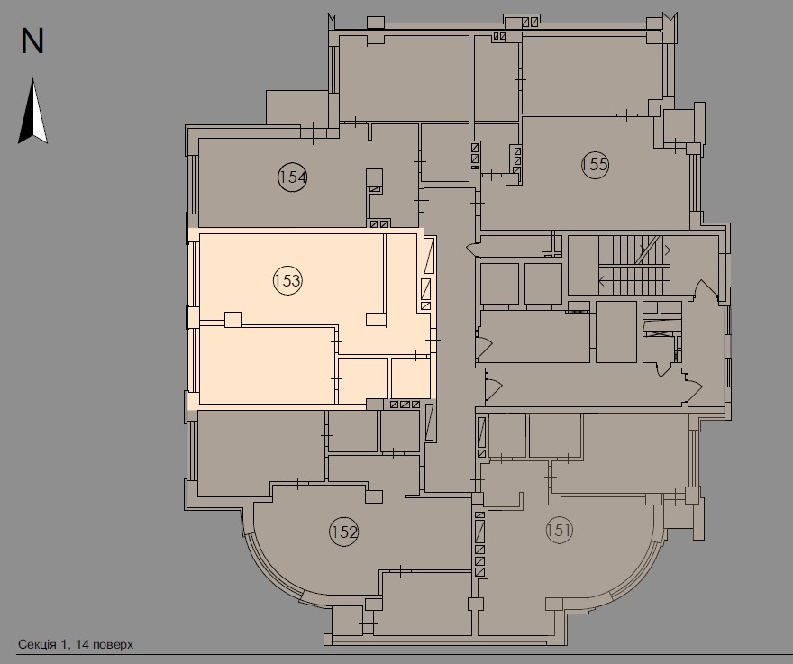 Two-room apartment with a wardrobe - floor plan