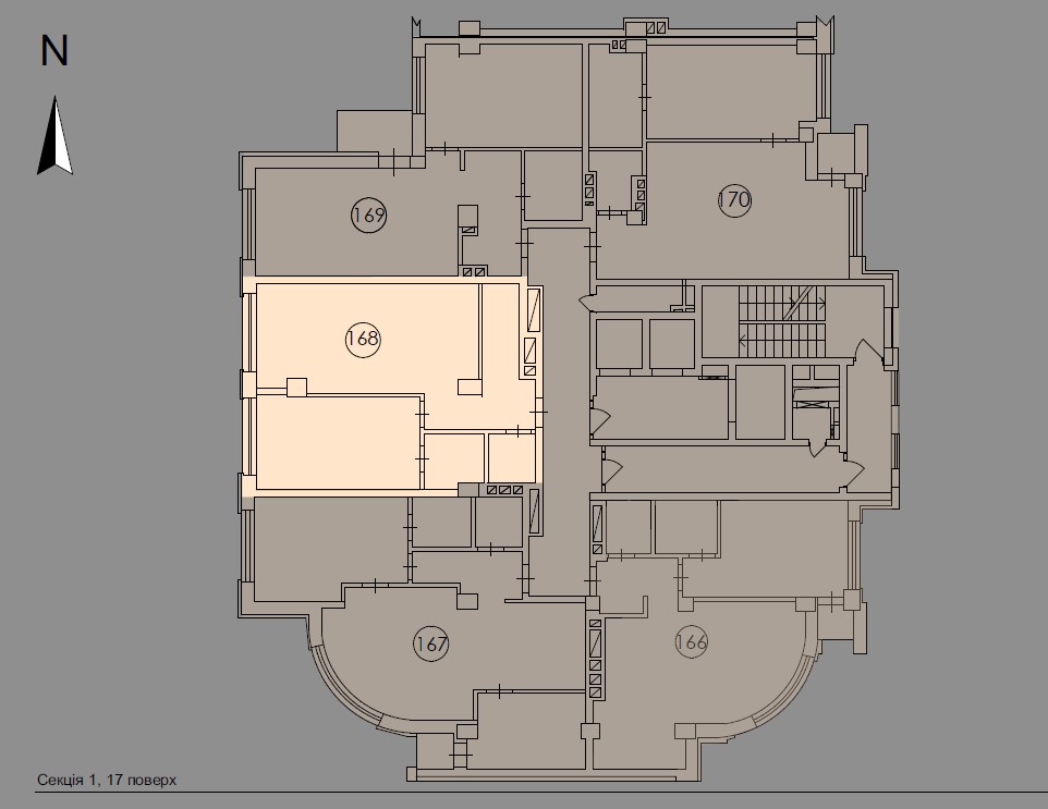 Two-room apartment with a wardrobe - floor plan