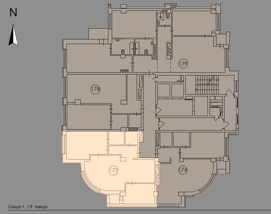 Three room apartment with panoramic living room - floor plan