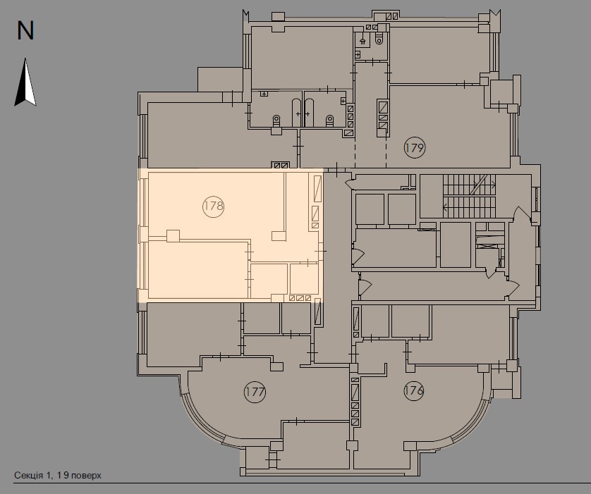 Two-room apartment with a wardrobe - floor plan