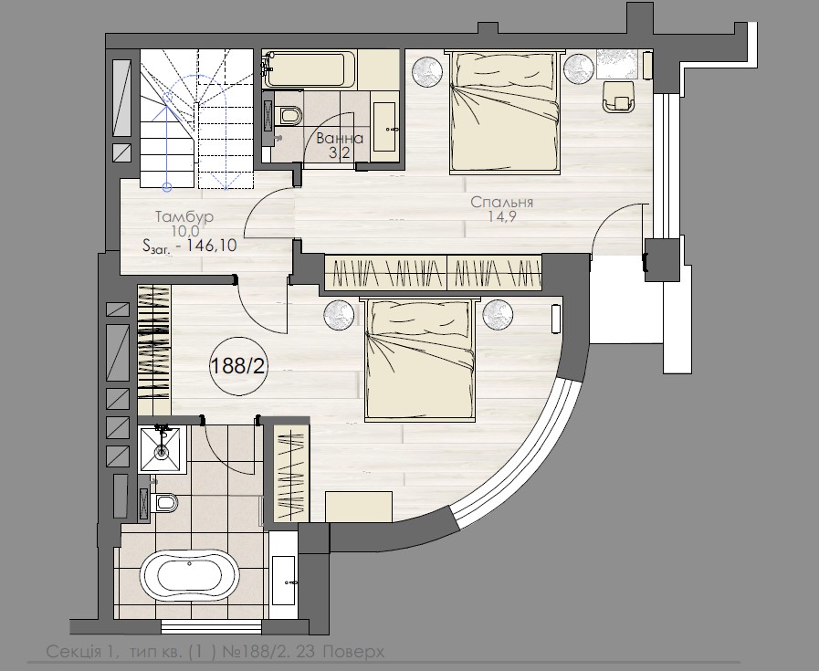 Penthouse with terrace - apartment plan