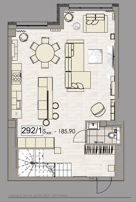 Penthouse with a view of the city - apartment plan