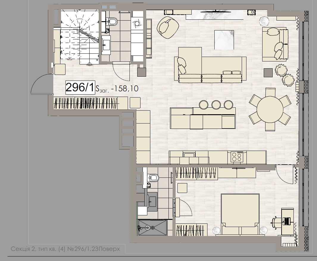 Two-level apartment with a view of the city - apartment plan