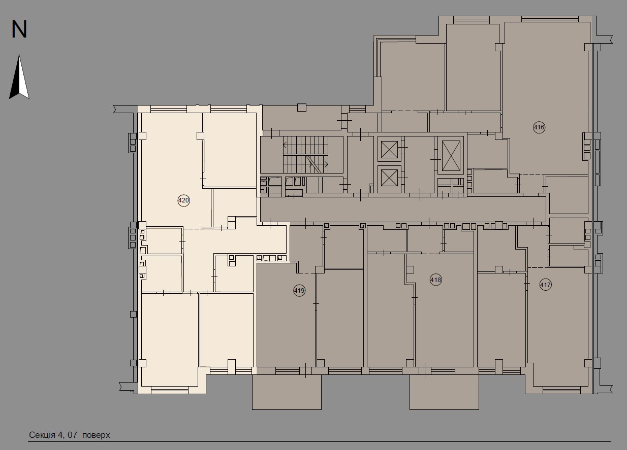 Простора квартира з двома спальнями та кабінетом - floor plan